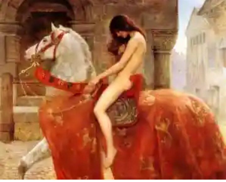 Lady Godiva suplicó a su marido el conde Leofric que bajará los impuestos. "Los bajaré si cabalgas desnuda por la ciudad"
Todos los habitantes de Coventry cerraron sus ventanas