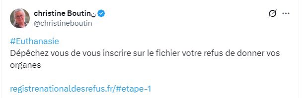 Christophe_Pre's tweet photo. Dépêchez vous d’indiquer dans vos volontés que vous refuseriez de toute façon les organes de ce machin là !
#Boutin https://t.co/r1gVDMZqsp