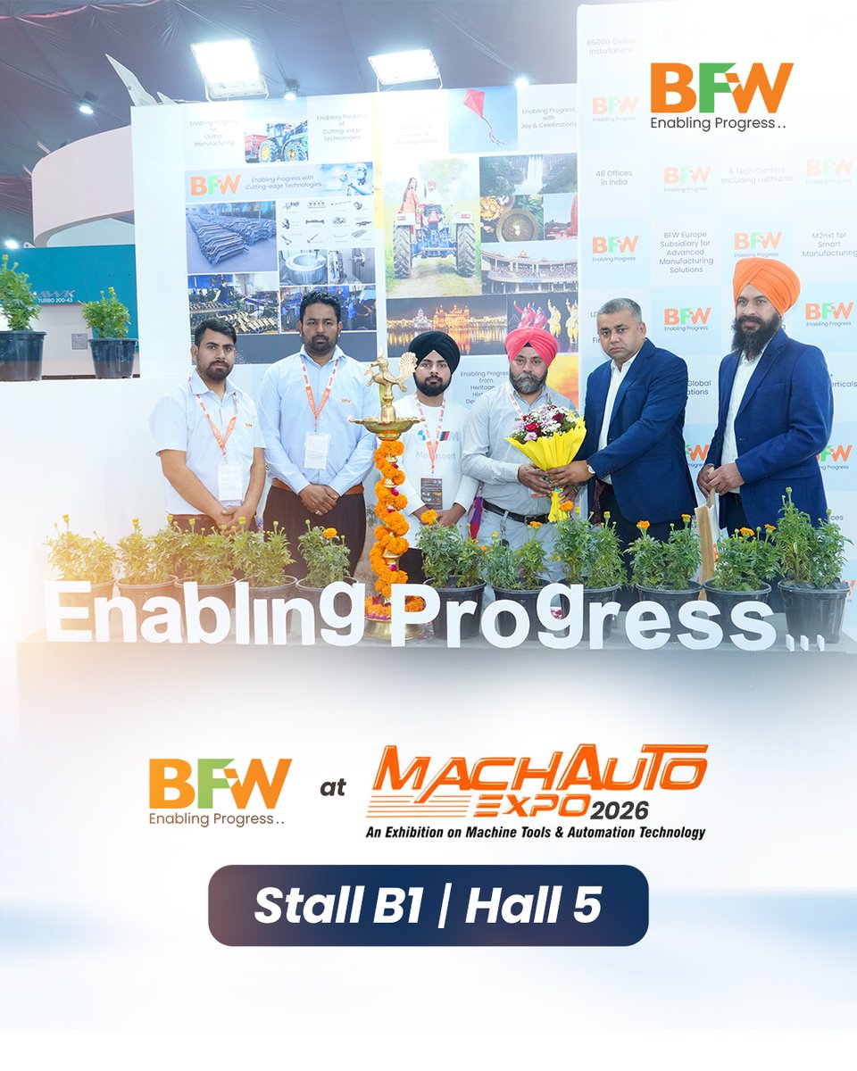 B_F_W_India's tweet photo. We were delighted to have our esteemed customers as part of the inaugural event at our stall at 𝐌𝐚𝐜𝐡𝐚𝐮𝐭𝐨 𝐄𝐱𝐩𝐨 𝟐𝟎𝟐𝟔.

We sincerely thank Jainson Mechanical, Garg Forging, Shason Chucks, Jai Enterprises, Sony Auto Industries, Radix Engg. 

#MachAutoExpo #BFWIndia https://t.co/kKaWxIGjl1
