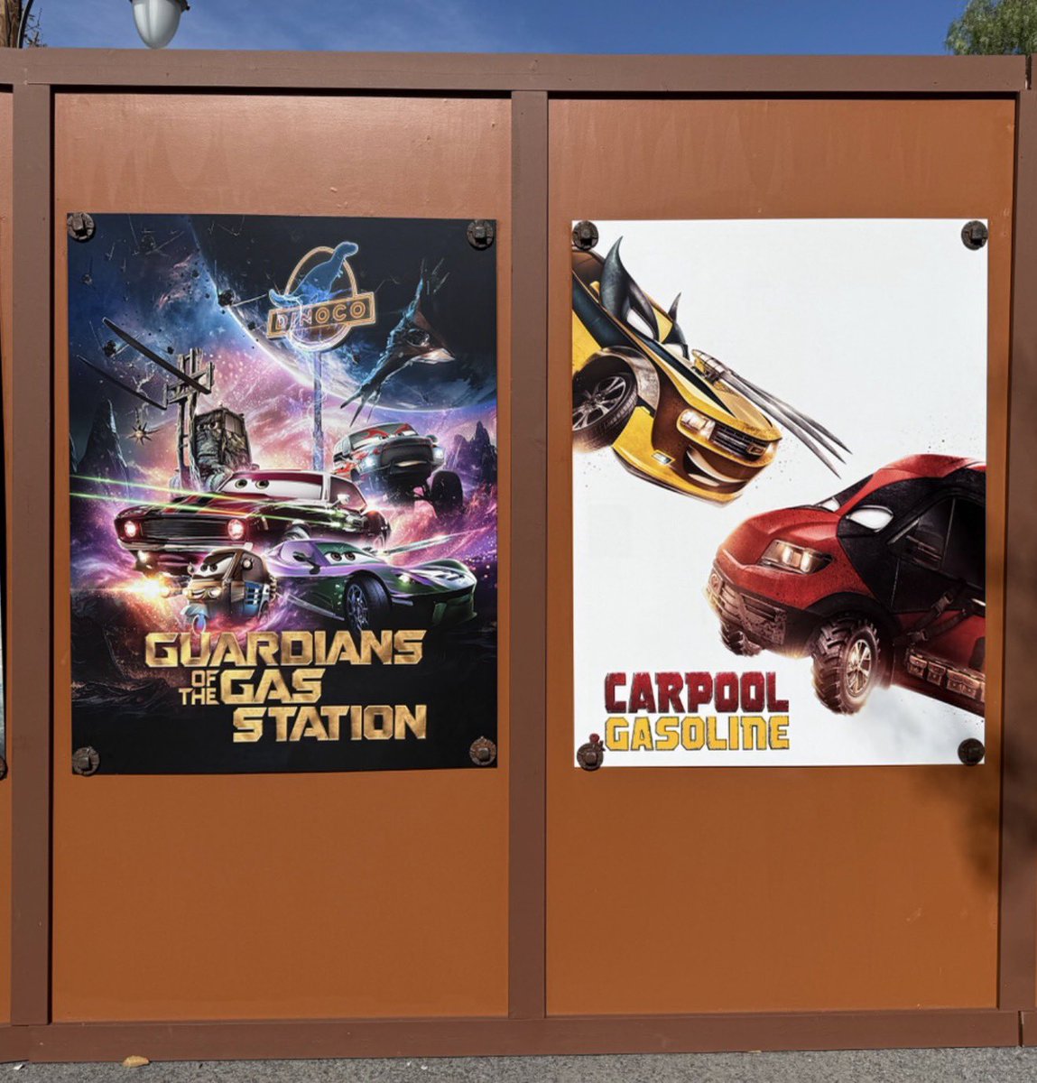 westergaard2319's tweet photo. カーズとMCUのコラボパロディポスター

『アイアン・ヴァン』とか
『キャプテン・アメリ “カー”: ウィンター・タイヤ』は上手いなってなるけど

『ガーディアンズ・オブ・ガソリンスタンド』と
『カープール＆ガソリン』は、もはやナニ？笑 https://t.co/rMMQ3sXy46