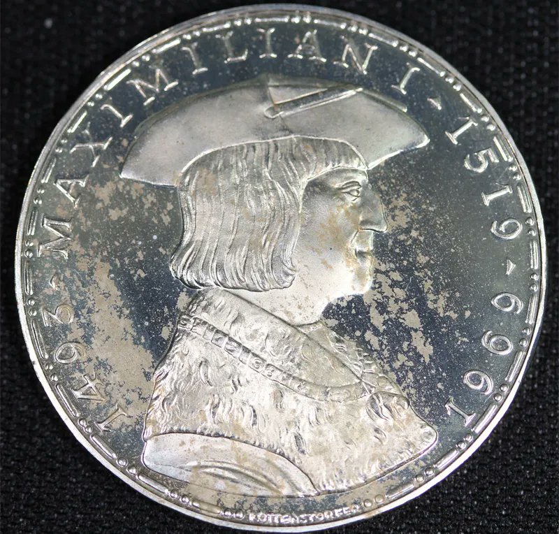 オーストリア マクシミリアン1世 没後450年 50シリング銀貨 1969年