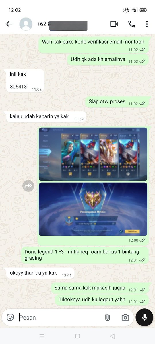 Done joki ml
Legend 1 *3 - mitik req roam
Yang mau joko langsung wa saja