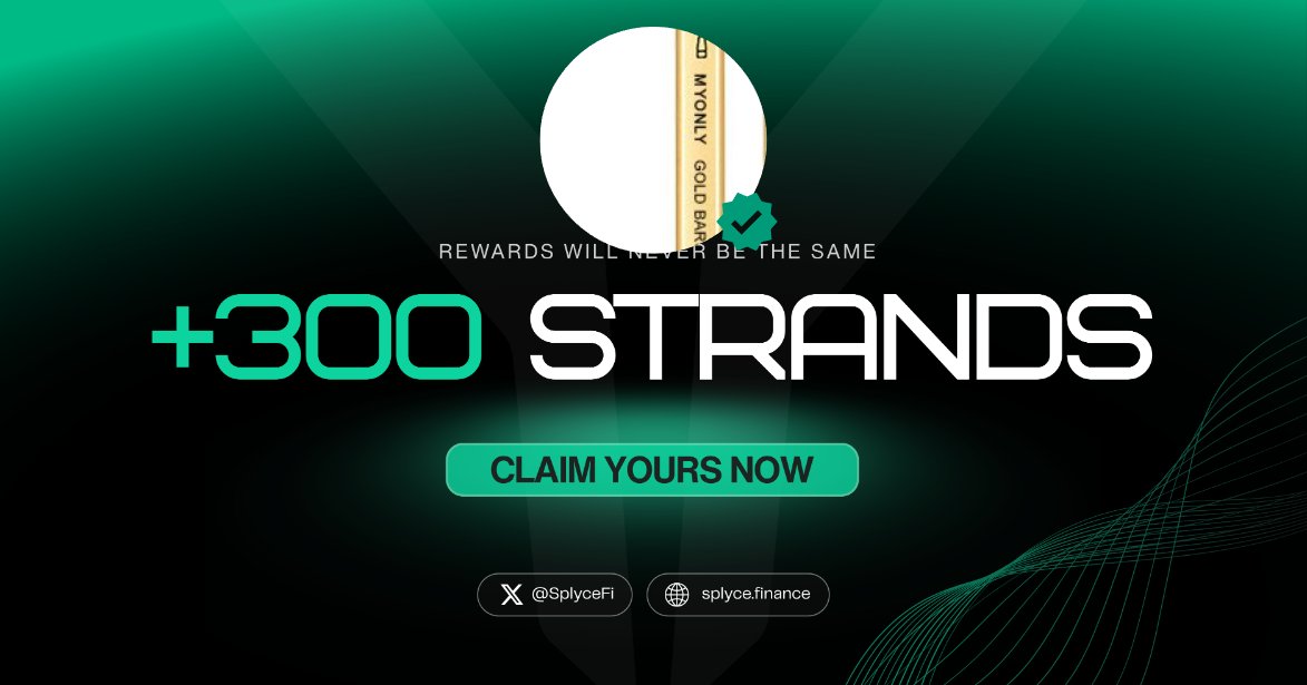 300 Strands claimed. 

Real-world yield is coming to Solana with <a href="/SplyceFi/">Splyce Finance</a> 

Feels good to be early.

Your turn: solana.splyce.finance/rewards?ref=2e…