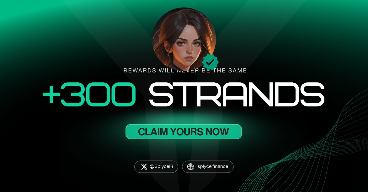 300 Strands claimed. 

Real-world yield is coming to Solana with <a href="/SplyceFi/">Splyce Finance</a> 

Feels good to be early.

Your turn: solana.splyce.finance/rewards?ref=c9…