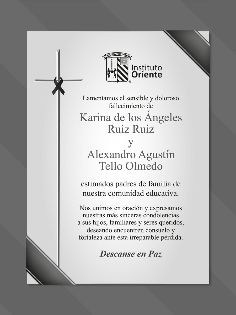 El Instituto Oriente se pronuncia sobre la desaparición y asesinato de la madre y padre de familia de la comunidad escolar.

Puebla hundido en la delincuencia.