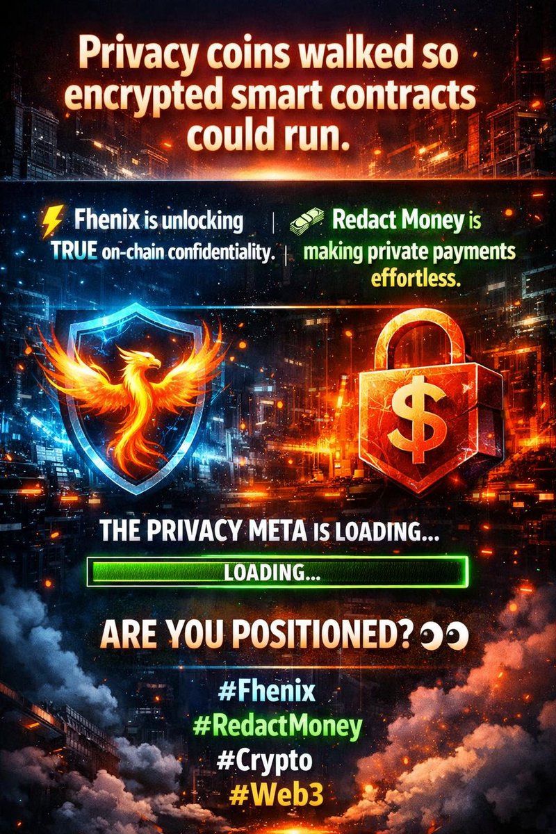 Sokmon1057187's tweet photo. @fhenix @RedactMoney 
Privacy coins walked so encrypted smart contracts could run.
⚡ Fhenix is unlocking TRUE on-chain confidentiality.
💸 Redact Money is making private payments effortless.
The privacy meta is loading…
Are you positioned? 👀
#Fhenix #RedactMoney #Crypto #Web3 https://t.co/G8xr88BkSR