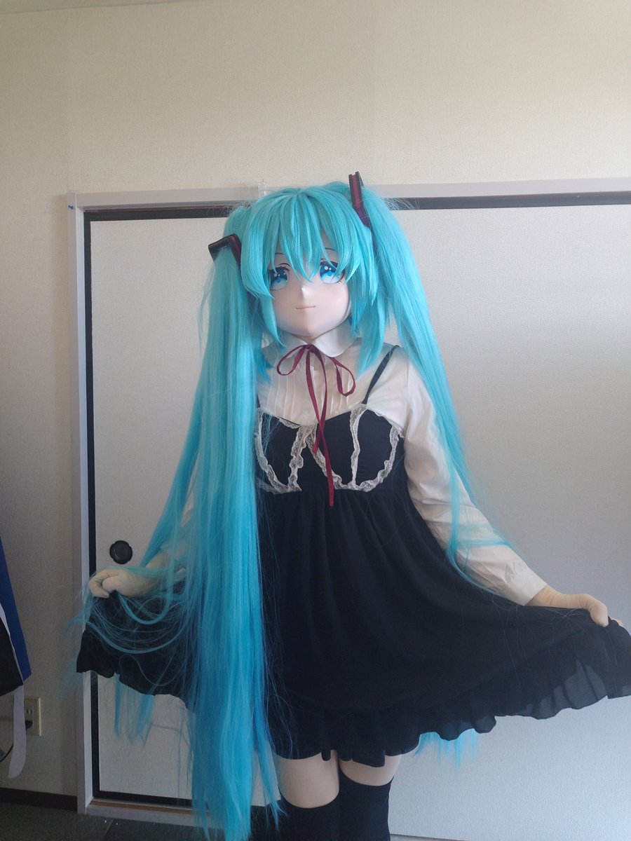 ミクの着ぐるみマスクお試し部屋コス #着ぐるみ