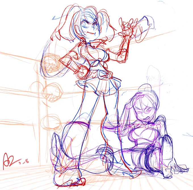 Oh it's a bit rough in that sketch but the 3rd one in that set is Dixie (I have a few more in the works, I'm actually drawing Rumble Roses stuff this month for Substr/FanBX illustration) But yes I also have some Miss Spencer ! (the color one is ancient haha)