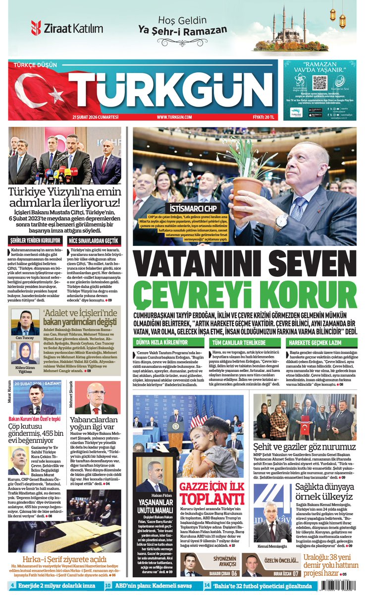 Gazetemizin 21 Şubat 2026 Cumartesi baskısını inceleyebilirsiniz... #Türkgün #turkgungazetesi