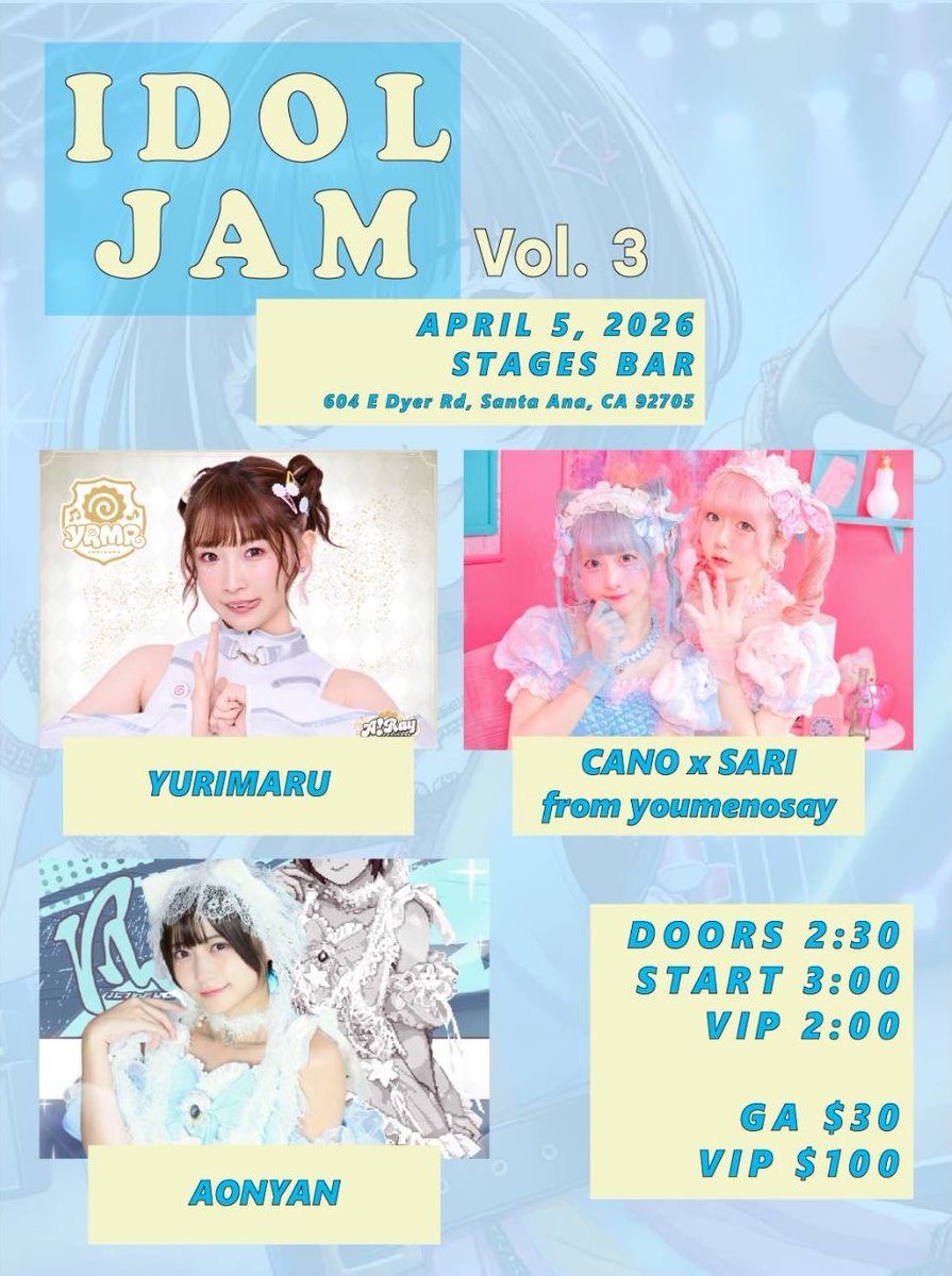 🇺🇸✨アメリカ遠征、再び決定✨🇺🇸 Idol Jam Vol.3 📅2026年4月5日