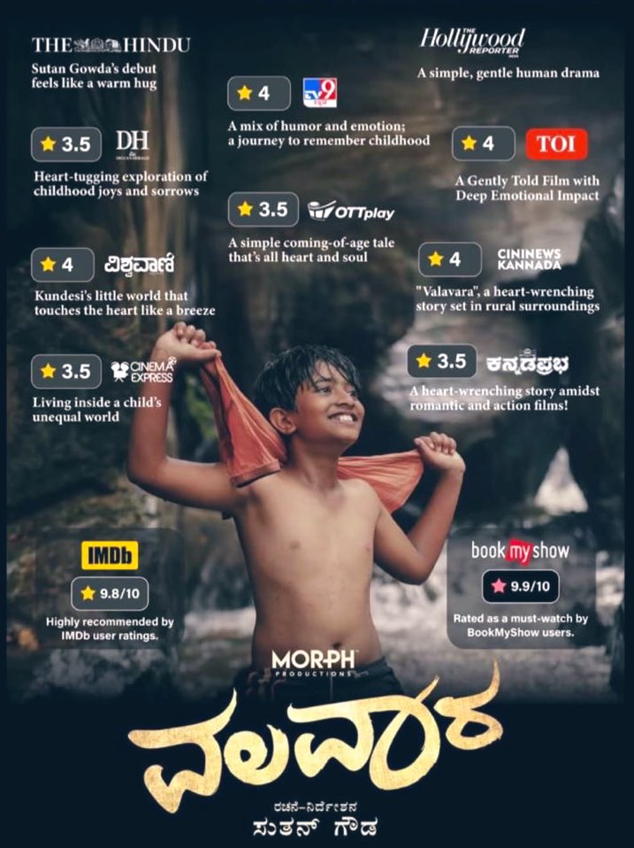 Kannada_BO's tweet photo. #Valavaara has retained a few shows despite many new releases.

Those who haven’t watched this beautiful piece of art, kindly watch it with your kids and family. They will truly admire it. https://t.co/37mP2BiVx4