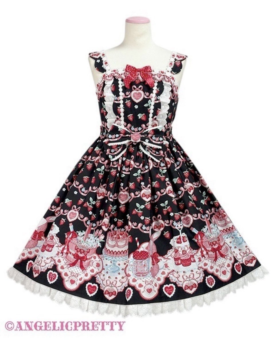 💖再入荷のお知らせ💖 ♡Strawberry Cake PartyスカラップJSK ♡クロ