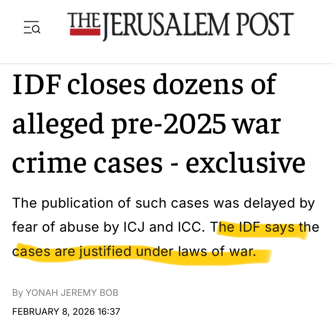 Do you recall all those war crime “accidents” which Israel said would “investigate”??

the IOF is quietly closing them now &amp; claiming they were justified 🙃