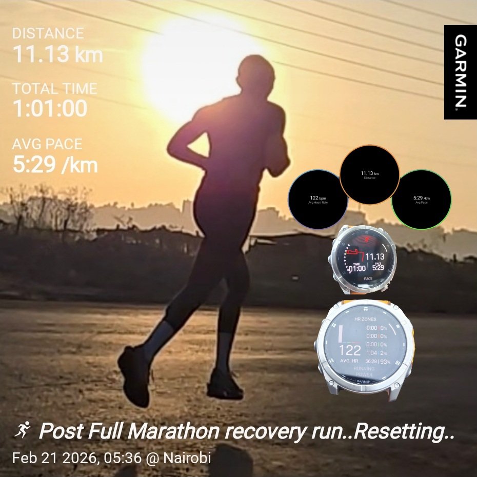 instagram.com/p/DVAgLpCiCmB/…
Post Full Marathon recovery run..Resetting..
Unload week over..114.6 km..76%
🏅Fyftyfit
🏅20th Oct 1976-2026
Exitingfourthfloor 
#7 🌟Abbott World Marathon Majors finisher
#6 timeComradesMarathonfinisher
#Inspiringhumanstorun 
#FitnessWithDavid