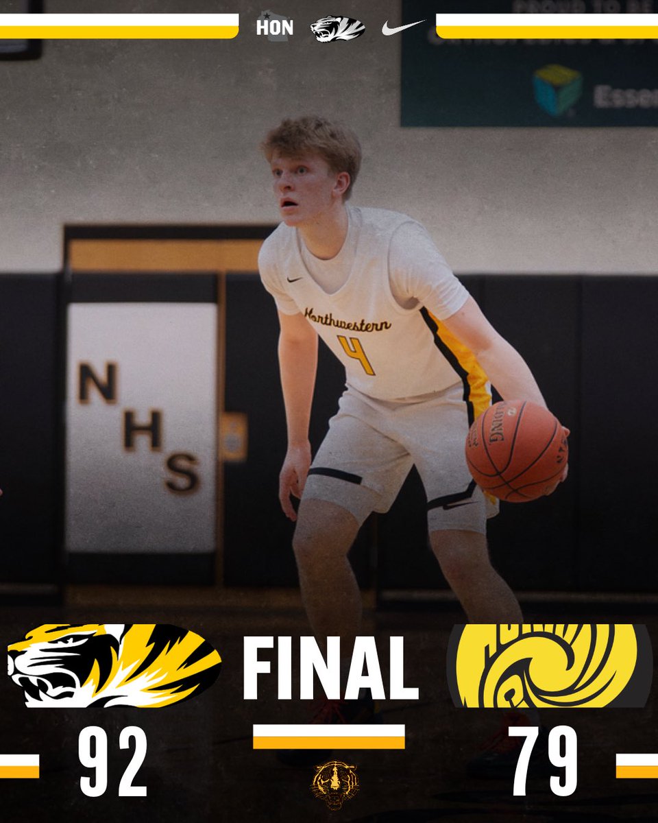 ‼️ TIGERS WIN ‼️

Northwestern 92
Hayward 79

Big time win at home! A lot of great performances in this one. It was an action packed game! On the road Monday vs Ladysmith!

Kam Kroll 32
Tysen Teal 19
Noah Bourque 16
Ethan Harms 8
Caleb Fouts 8

#FAMILY
#NEVERSATISFIED
#GOTIGERS