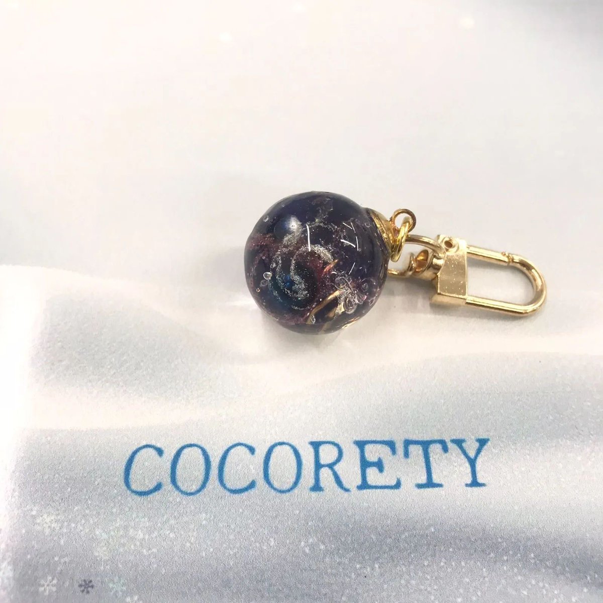 障害者ブランド・ココリティ】杏樹作 キーホルダー 「オルゴナイトの