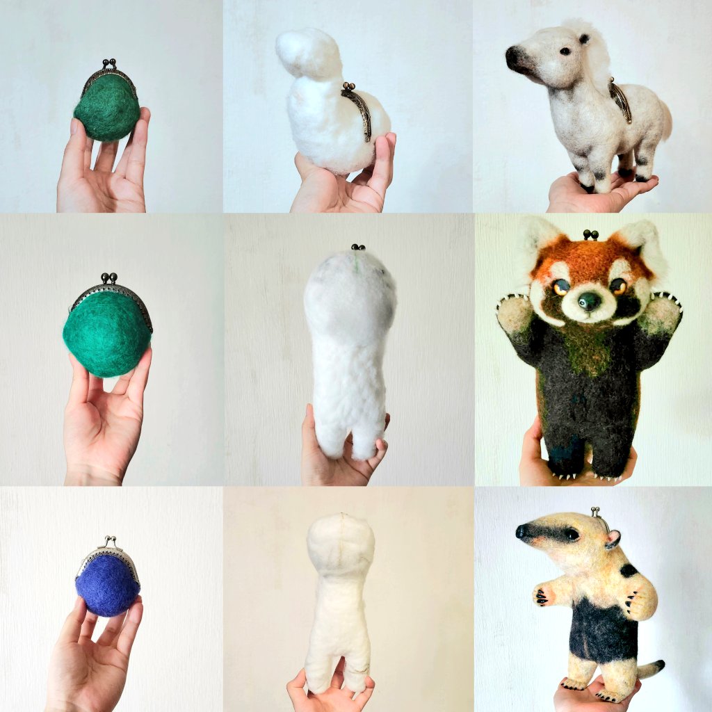 自分が撫でたい、愛でたい生き物をガマ口👛内蔵させ制作してます