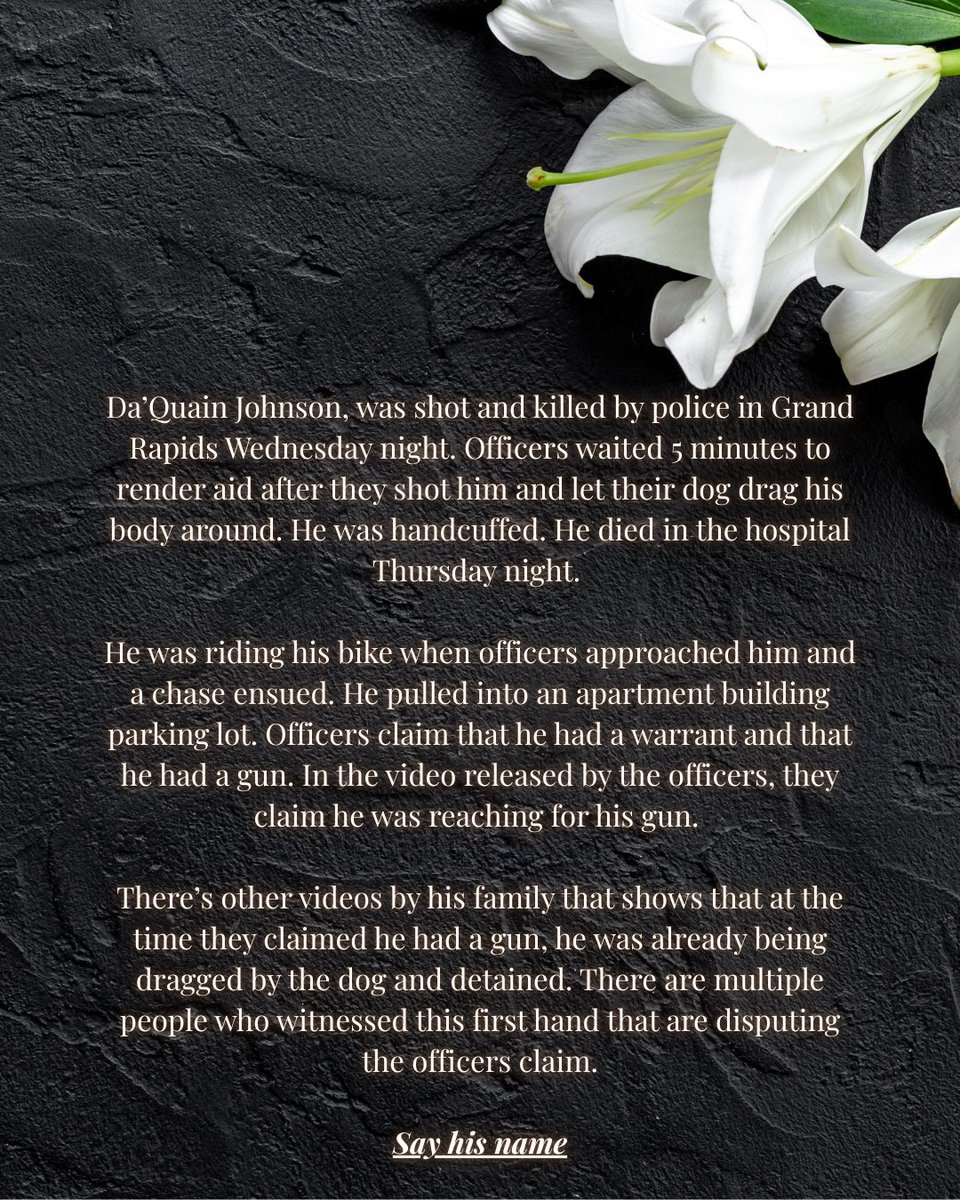 safecampdore's tweet image. If you cared about Alex Pretti, please show that same level of anger, grief, and uplifting towards Da’Quain Johnson. If you were horrified by Alex and Renee Good’s executions, his disturbing modern day lynching should invoke those same exact feelings. Please don’t look away.
