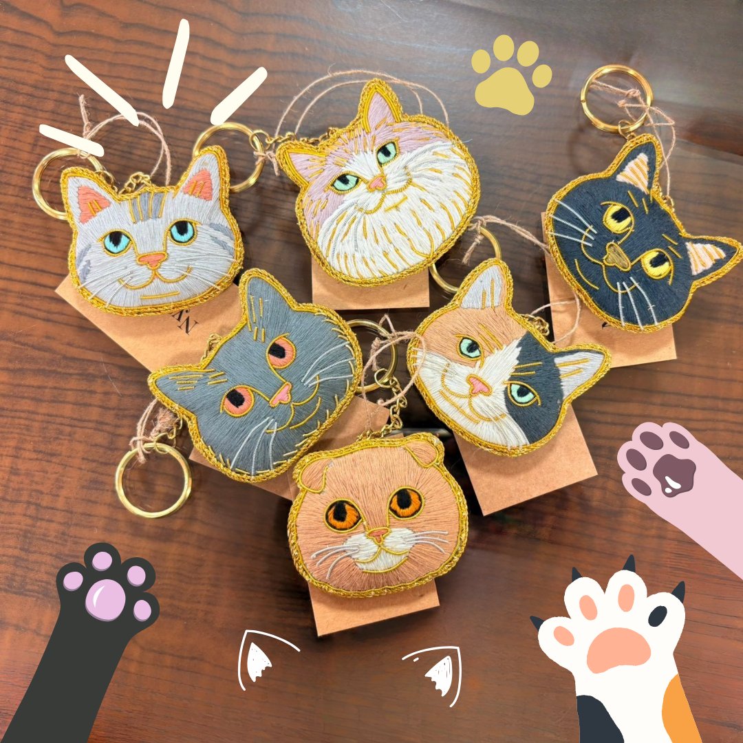 明日は #猫の日 🐈】 猫の日に間に合いました！！😭 ニャトリエ 刺繍