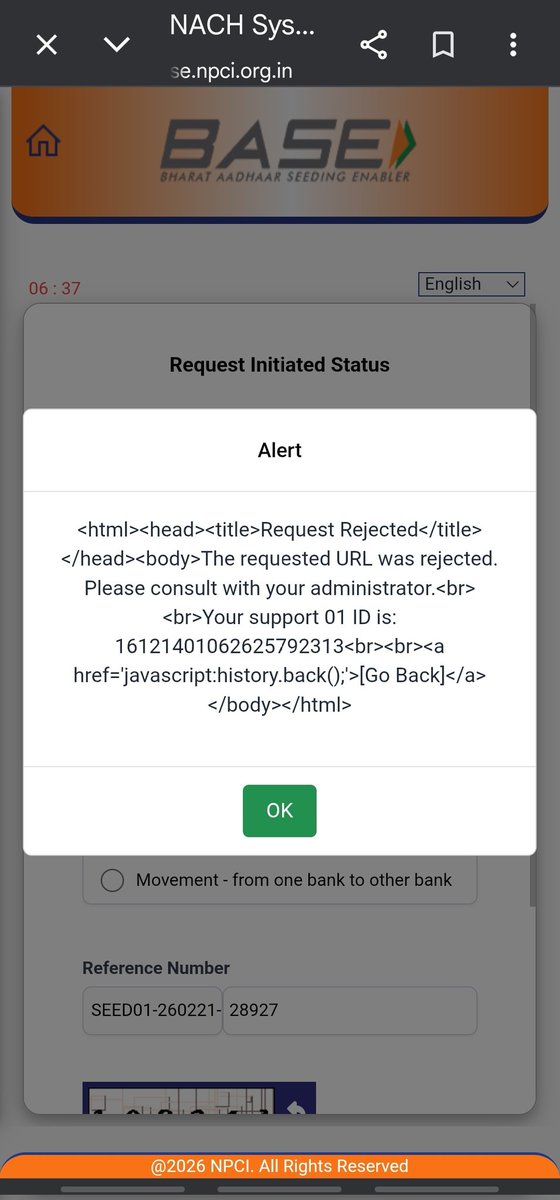 bala_108's tweet photo. @NPCI_NPCI Your website is not functioning properly. I am unable to proceed with bank account seeding via Aadhaar due to a technical error.
Relevant files/screenshots are attached below. Kindly fix this issue immediately. https://t.co/ys5CXMPvHE