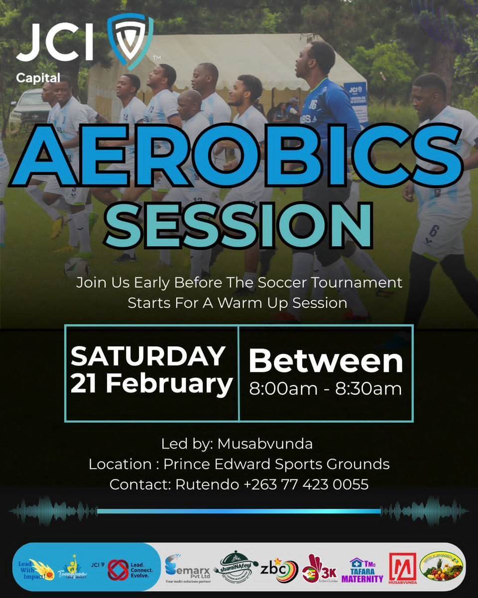 bemarx263's tweet photo. IT’S GAME DAY HARARE!

We’re proud Main Sponsors of the JCI Capital Annual Soccer Tournament 2026 💙

The teams are ready.
The field is set.
The energy is building.

Pull up in your numbers and let’s make this one unforgettable! 🙌⚽🔥

#GameDay #BemarxMainSponsor #JCICapital https://t.co/zdConnKXkh