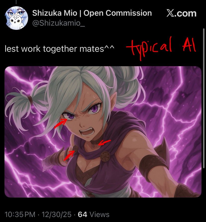 BLOCK LIST SUBMISSION:
User: <a href="/Shizukamio_/">Shizuka Mio | Open Commission</a> 
Reason: AI Use
Other: AI Tracing is clear (See 2nd image). 3rd image clearly AI.
Most work probably AI traced.