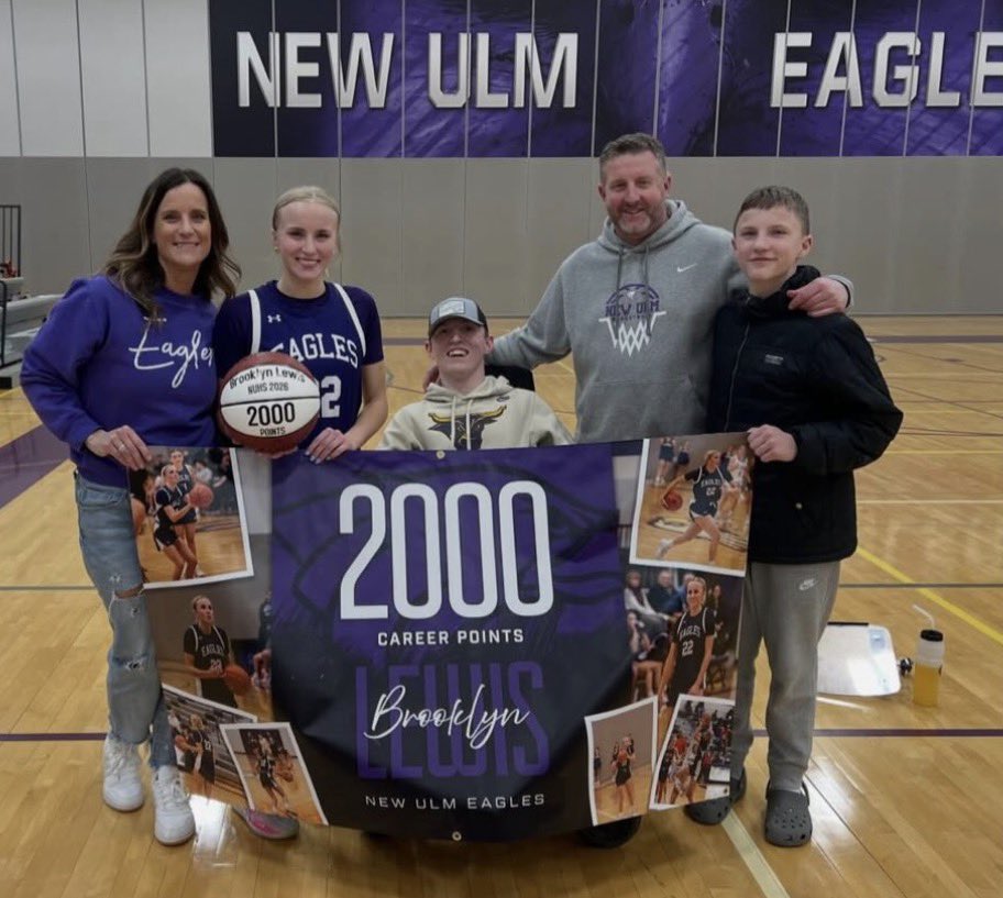 nueaglesGB's tweet photo. Congratulations to Brooklyn Lewis on scoring her 2,000th point. Brooklyn becomes the third leading scorer at NUHS and 4th in the City of New Ulm. @PGHMinnesota @EricJrAllStar @BrooklynLewis55 https://t.co/9DOwkxXQj9