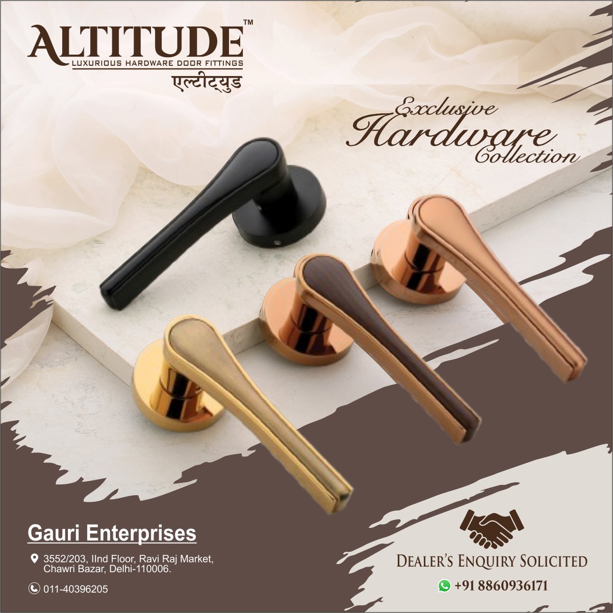 ihsndigital's tweet image. ALTITUDE Mortise Handles

For Enquiry Via WhatsApp: rebrand.ly/GauriEnt

GAURI ENTERPRISES
Mr. Sandeep Maheshwari +917678574145 ,+917827434759

Web: gaurienterprisesdelhi.com
.
#AltitudeHardware #DoorHandle #DesignerDoorHandle #MortiseHandle #LuxuryHardware #IHSNDigital #delhi