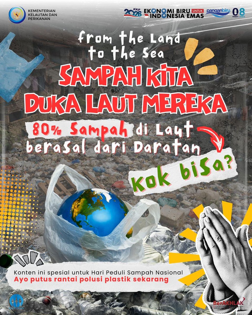 doantriharsono's tweet photo. Tahukah Sahabat Bahari, sekitar 80% sampah yang mencemari laut kita sebenarnya berasal dari aktivitas di daratan. Di Hari Peduli Sampah Nasional (HPSN) ini, yuk kita sadari kalau laut bukan tempat sampah raksasa.
Yuk samasama kita jaga laut dari sampah, Laut ASRI biota terjaga https://t.co/1lKF4nQzP4