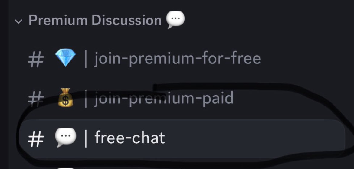 🚨 For anyone wondering how to join 🚨 

Step 1. Join the free discord 

Step 2. Click #free chat

Step 3. Type “FREE PREMIUM