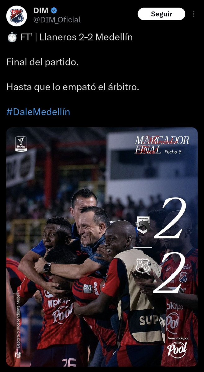 A la <a href="/Dimayor/">DIMAYOR</a> no la respetan ni los equipos pequeños, aunque <a href="/DIM_Oficial/">DIM</a> borró el trino xqe son unos cagones. Acá también se lo tenemos