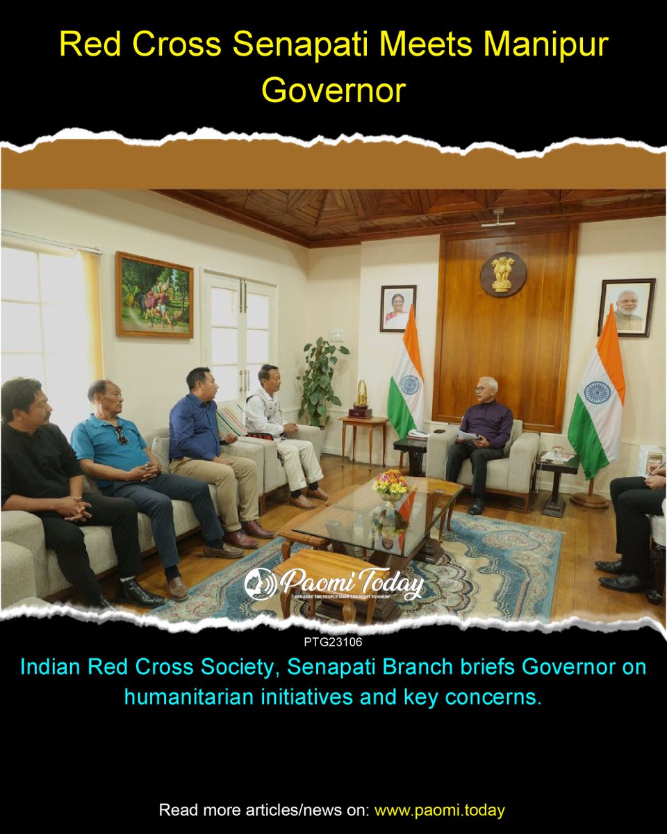 Members of the Indian Red Cross Society, Senapati Branch, called on the Governor of Manipur, highlighting ongoing humanitarian work and discussing priority issues and organisational perspectives.
#PaomiToday #Paomi #IndianRedCross #Senapati #HumanitarianWork #GovernorOfManipur