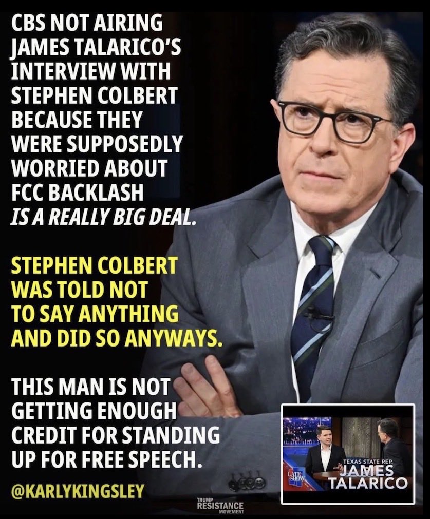 WELL done Stephen Colbert, one of the
finest 'entertainers' on television! 👍

Drop a 💙 for #StephenColbert! 🙏💙

👇Cr: @KarlyKingsley #VoteBlue26 💙