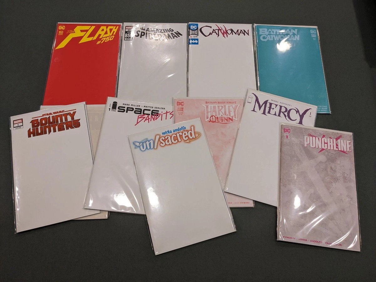 thrawn7's tweet photo. @FinalSpace How about a blank cover (white or Mooncake green) front and back with just the title so fans can get a comic book artists to draw on it or create their own clever cover?  Example picture taken from eBay user "ontournow" https://t.co/DWE9CVK7EW
