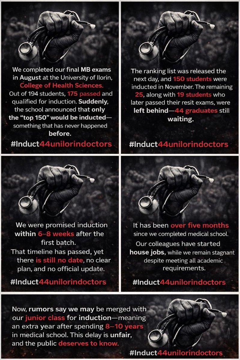 The health system in the country is bleeding. Rather than allow more young qualified, and eager hands, Unilorin and/or MDCN are holding us back for no just cause.