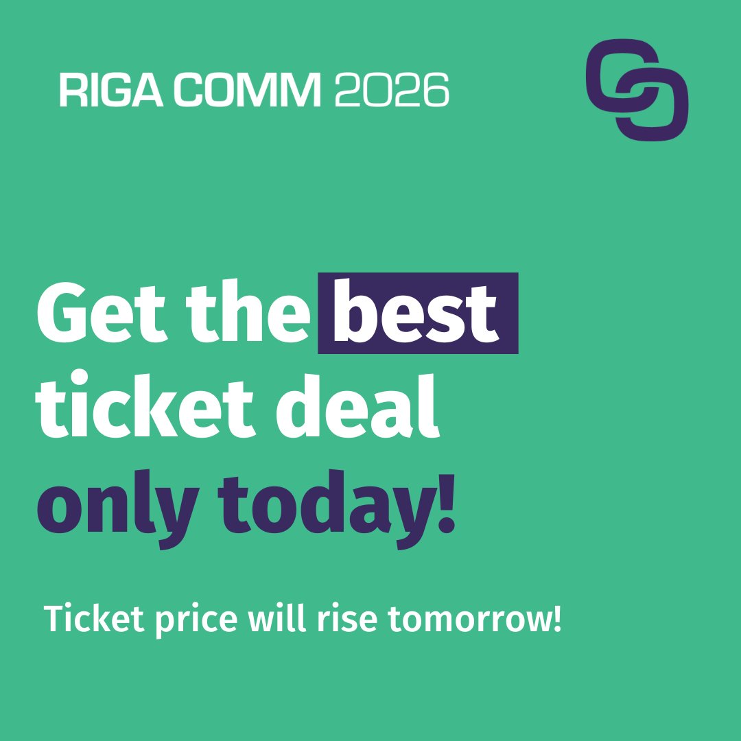 Let's connect! 🌐 Riga Comm 2026 is THE place to find digital solutions that drive growth.

Secure your spot now before the price change tonight: rigacomm.com/get-tickets
📍 October 8 – 9, 2026