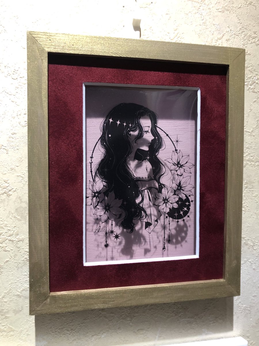 原画市2026 ようやく私お迎えの絵の額装です。 Ami (@kuro_wan00 )さん