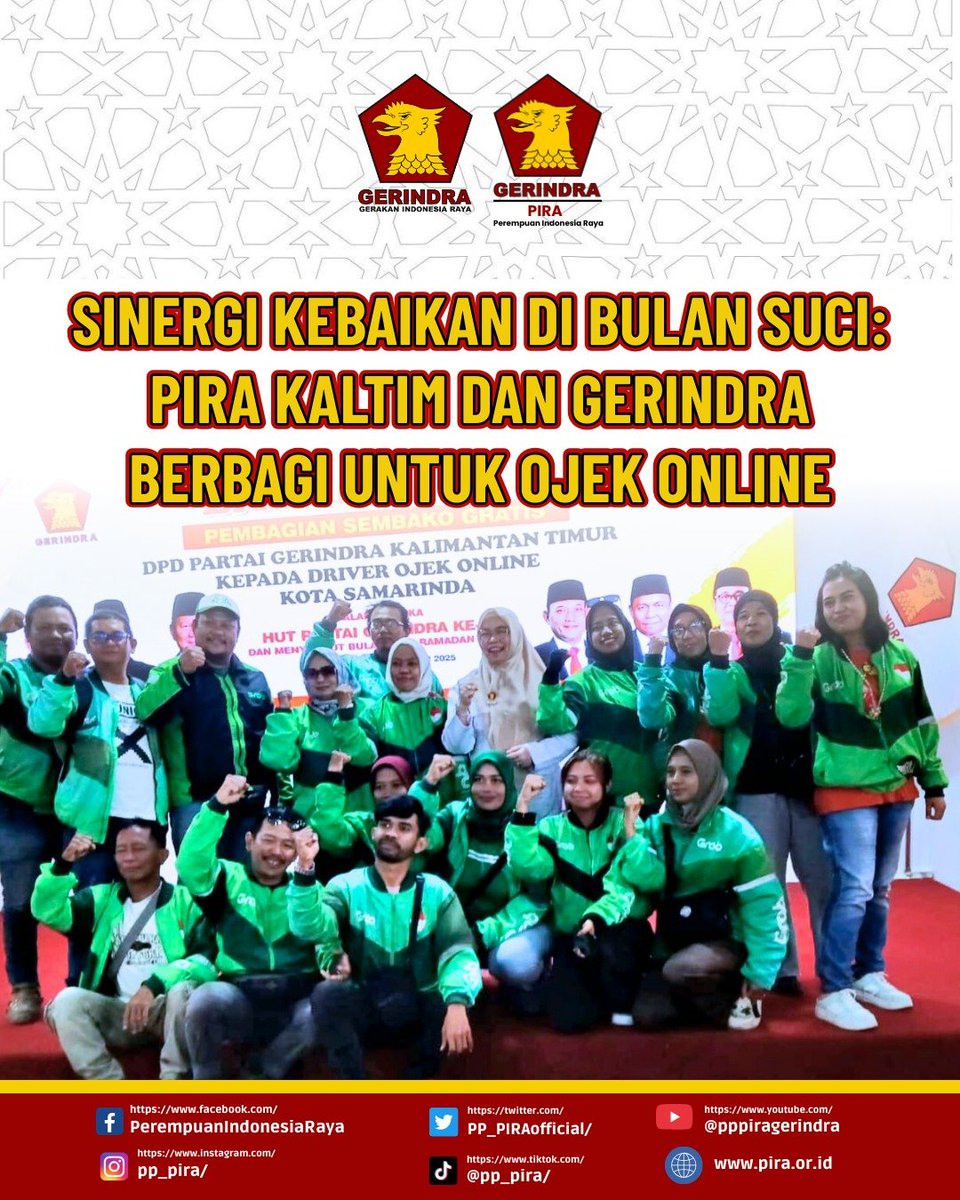PP_PIRAofficial's tweet photo. Dalam rangkaian kegiatan tersebut, menyalurkan bantuan sembako kepada para pengemudi ojek online yang memiliki peran vital dalam menunjang aktivitas masyarakat sehari-hari.

#pira #piraluarbiasa #gerindra https://t.co/a1SuEypmTM