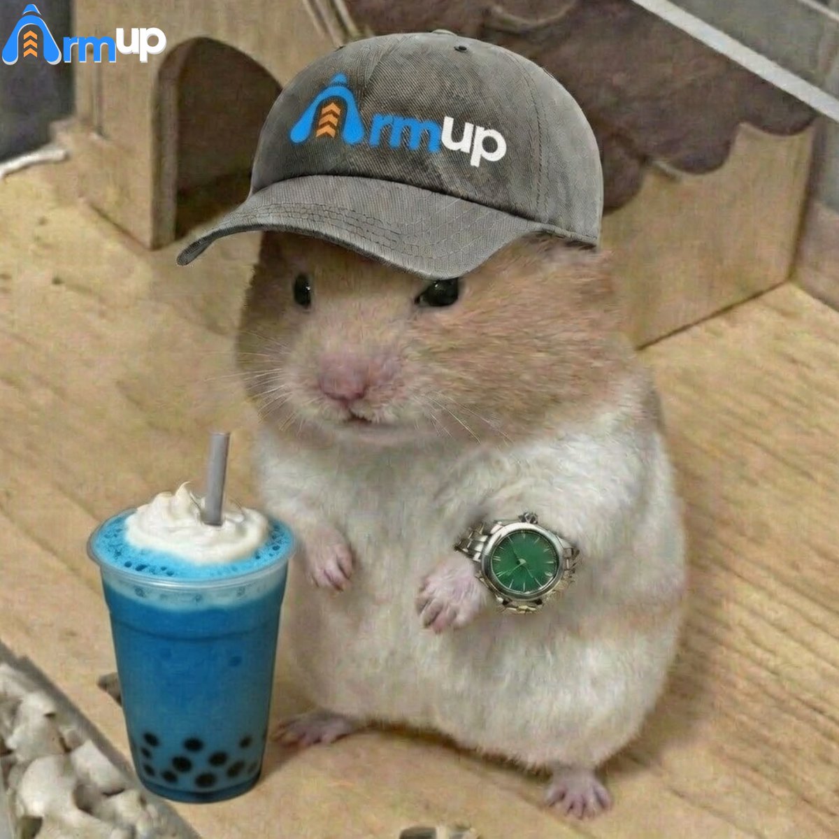 ArmupExchange's tweet photo. ARMup boss on a break 🐹💼
Bubble tea in one hand,
Green gains on the wrist. 💚📈
Small body. Big portfolio energy.
#ARMup #MarketMood #StayBullish https://t.co/XdpMPuRkde