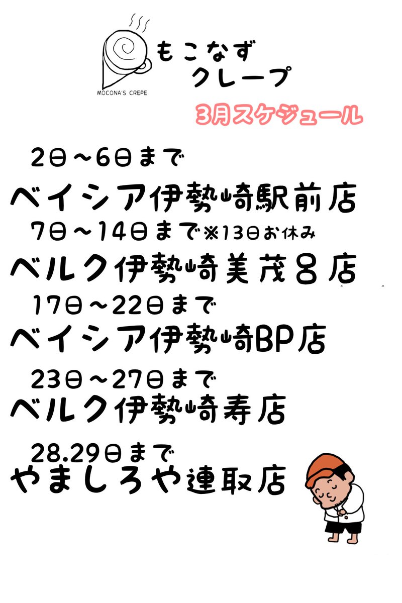 すみません投稿忘れてました😟
3日間だけですがお邪魔🤤

#もこなずクレープ
#珈琲生地
#移動販売
#キッチンカー
#とりせん下田島店