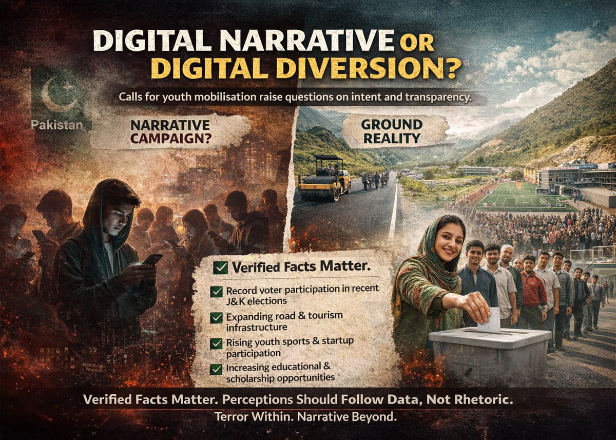 BadaltaSopore's tweet photo. Digital narrative or digital diversion? 🤔 In an age of viral claims, verified facts matter more than ever. Let data guide perceptions—not rhetoric. Transparency, development, and youth empowerment speak louder than propaganda. #VerifiedFacts #JammuAndKashmir #DigitalTruth https://t.co/BHVhzITSBf