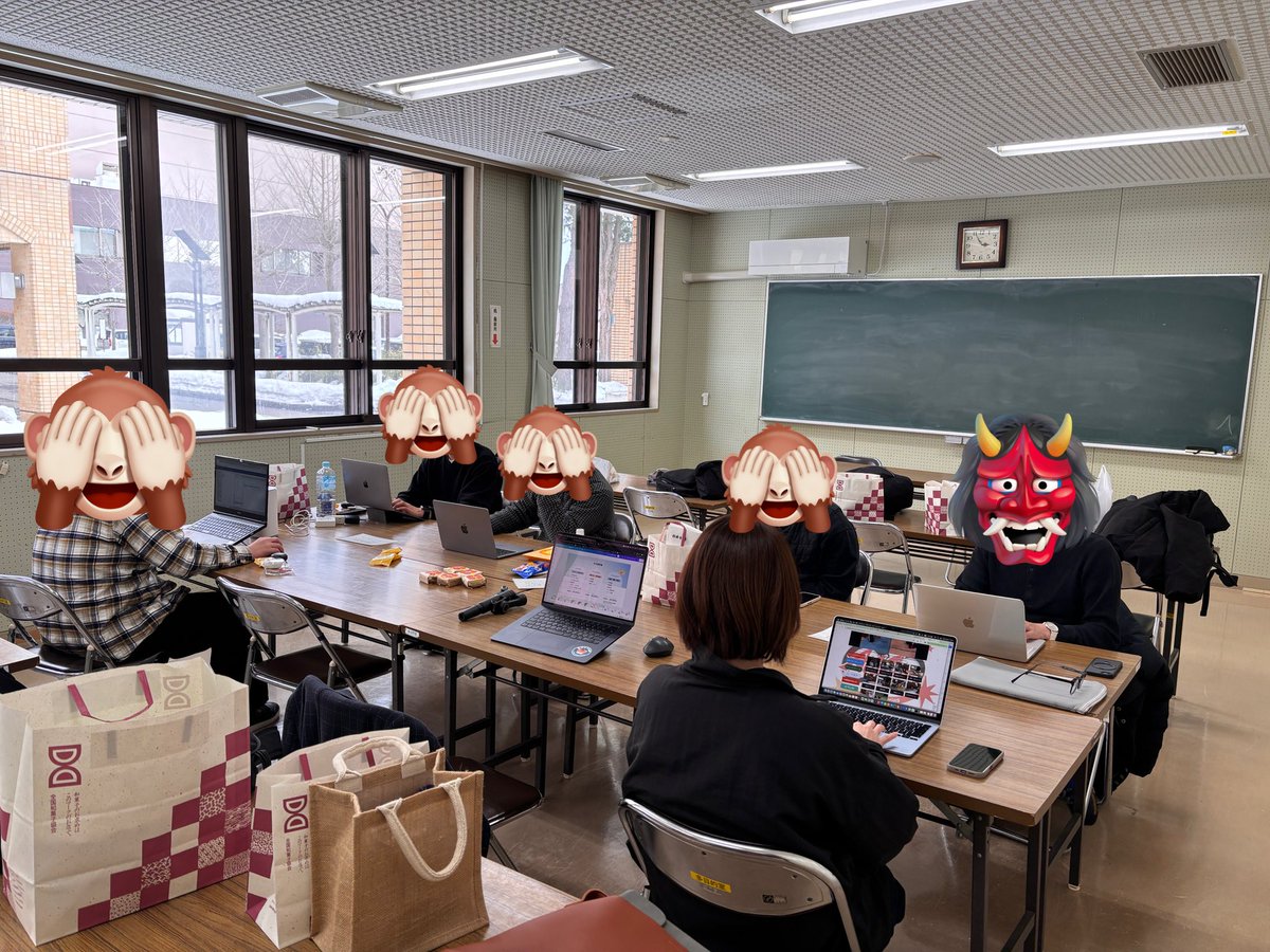 Image for the Tweet beginning: お疲れ様です☺️

秋田オフ会第一弾は
もくもく会からスタートです💻

みなさん全集中しております🔥

集中した後は夜はきりたんぽです🍲

#デイトラ　#デイトラコミュニティ 