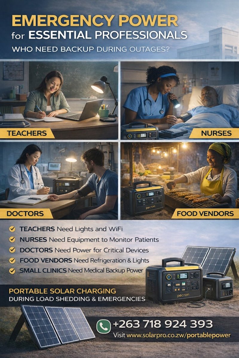 Great choice 👌 very popular.
It will comfortably run: 🔹 TV
🔹 WiFi
🔹 Lights
🔹 Fridge (for several hours)
We have stock available. #solarprozimbabwe #portablepower solarpro.co.zw