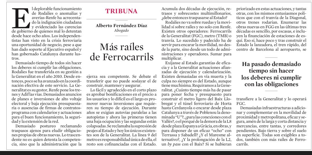 Os acompaño mi artículo que publica hoy el diario La Vanguardia.