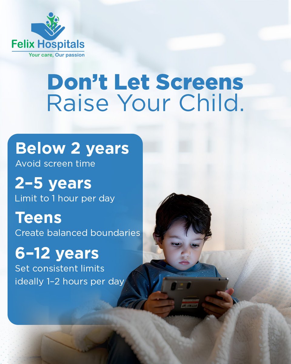 WellnessFelix's tweet image. Little eyes and growing minds need real moments, not glowing ones.
Set healthy tech habits early so they grow up present, curious, and connected.

#DigitalWellness #HealthyTechHabit #ScreenFreeTime #ChildDevelopment #TechBalance #ParentingInTheDigitalAge #FelixHospital