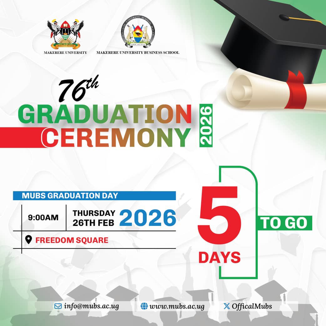 OfficialMubs's tweet photo. 5days to the #76Makgrad
@Makerere https://t.co/dVzbfzIKgd
