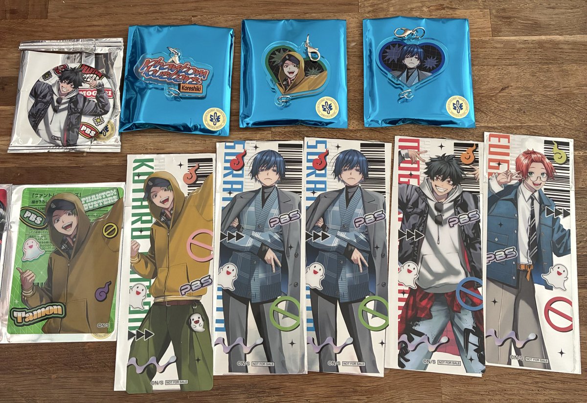 交換】 ファントムバスターズ アクリルチャーム 缶バッジ クリアカード