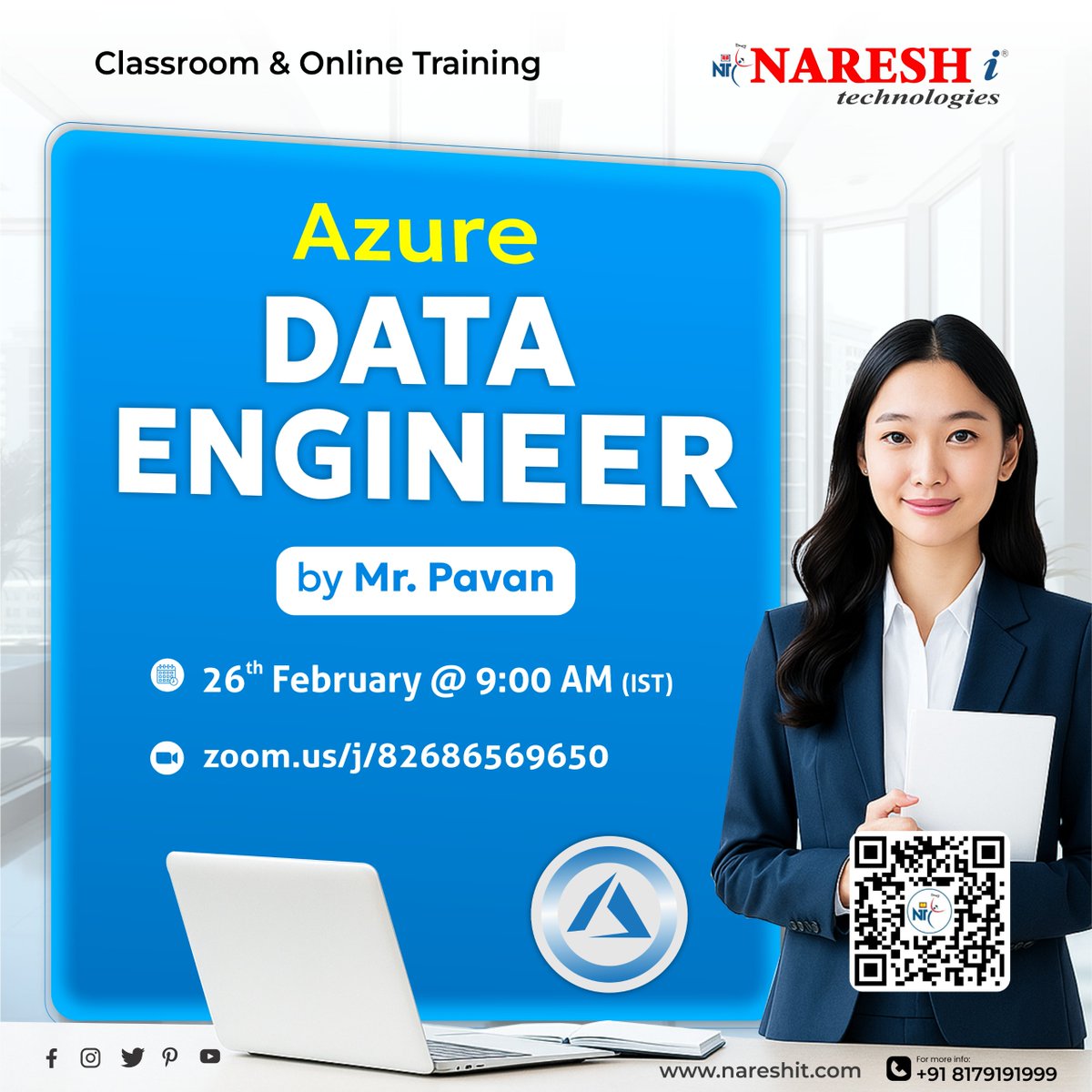 nareshitech's tweet photo. 🚀 Azure Data Engineer – Live Session
🔗 Register Now: https://t.co/I3BfokDUpB
👨🏫 Speaker: Mr. Pavan
📅 Date: 26th February 2026
⏰ Time: 9:00 AM (IST)
#AzureDataEngineer #AzureTraining #AzureDataFactory #AzureSynapse https://t.co/2faAvsG24l