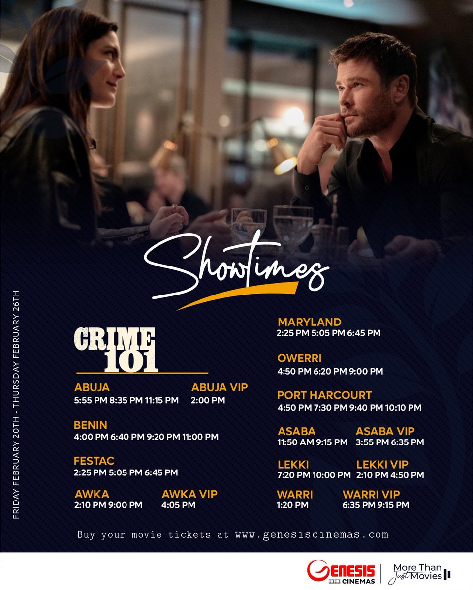 genesiscinemas's tweet image. This week's showtimes at Genesis Cinemas nationwide.

To book your tickets, visit the link on our bio and enjoy great cinematic experience now!

#showtimes 
#valentines 
#viral 
#weekendvibes 
#genesiscinemas