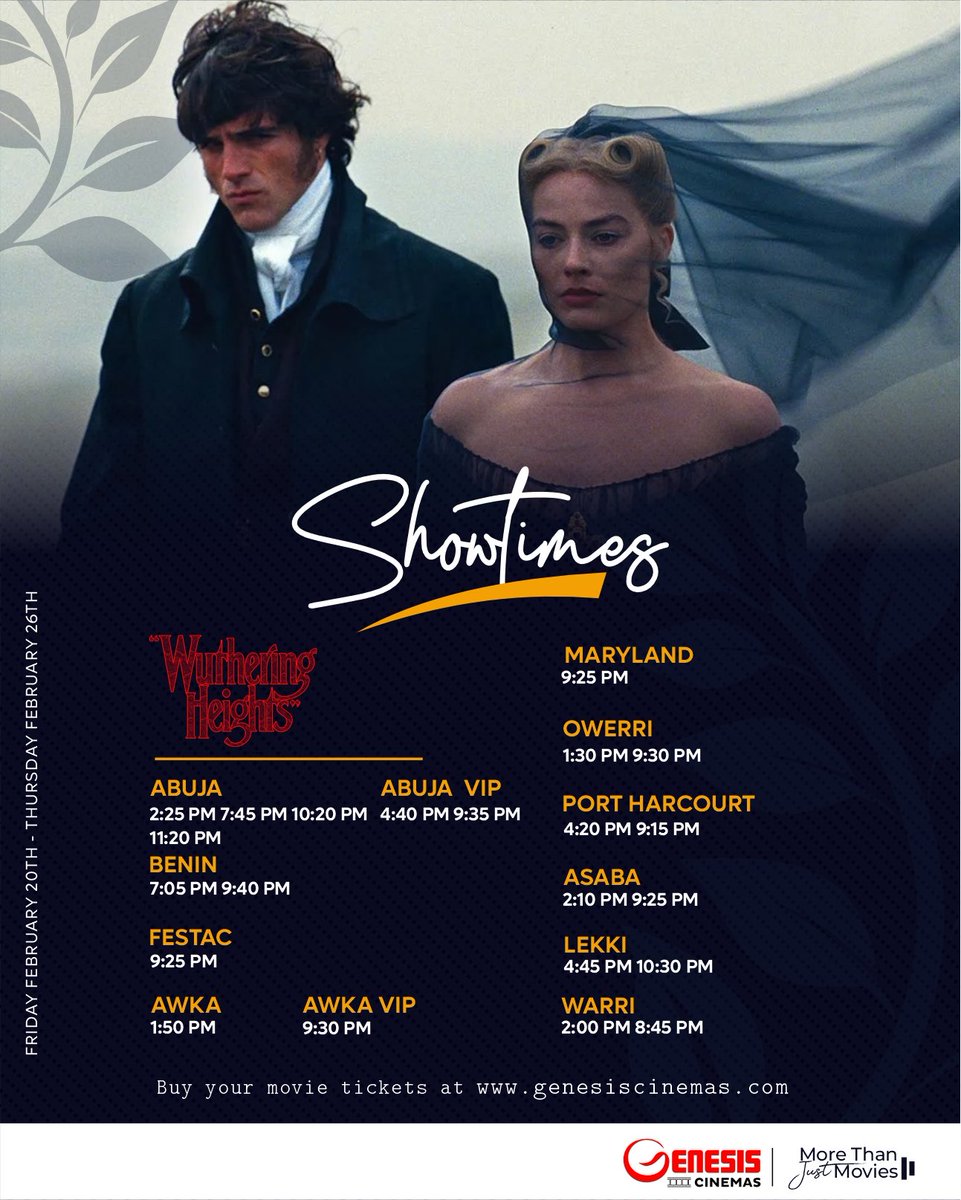 genesiscinemas's tweet image. This week's showtimes at Genesis Cinemas nationwide.

To book your tickets, visit the link on our bio and enjoy great cinematic experience now!

#showtimes 
#valentines 
#viral 
#weekendvibes 
#genesiscinemas